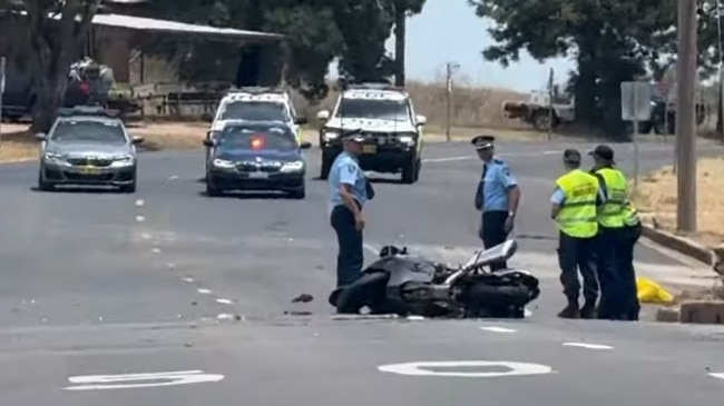 The crime scene where motorbike rider Daniel McNamara was killed on Tuesday. Picture: 7News