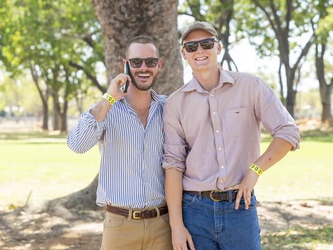 Tommy Speed and Ethan Rutley at the Katherine Races 2022. Picture: Floss Adams.