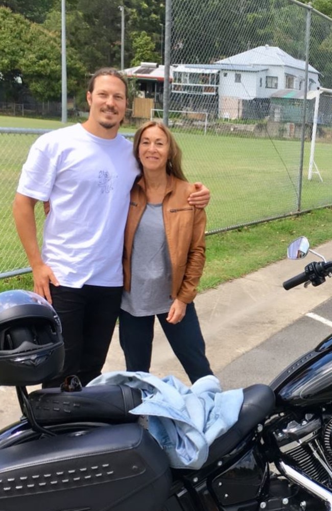 Former snowboarding champion Chumpy Pullin pictured with his mum, Sal. Picture: Instagram/@ellidy_