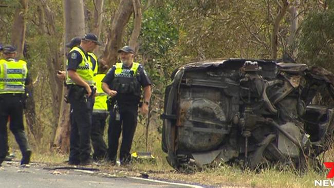 A man, 21, has died and three others were injured in a horror hills crash. Picture: 7NEWS