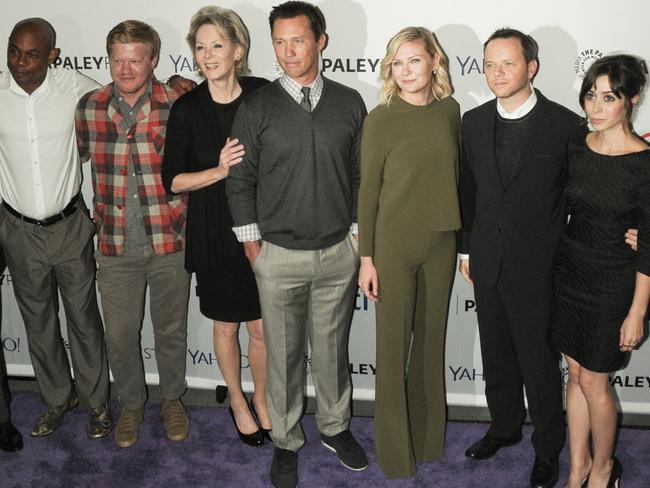 Bokeem Woodbine, Jesse Plemons, Jean Smart, Jeffrey Donovan,, Kirsten Dunst, Noah Hawley and Cristin Milioti, from Fargo.  Picture:  Splash