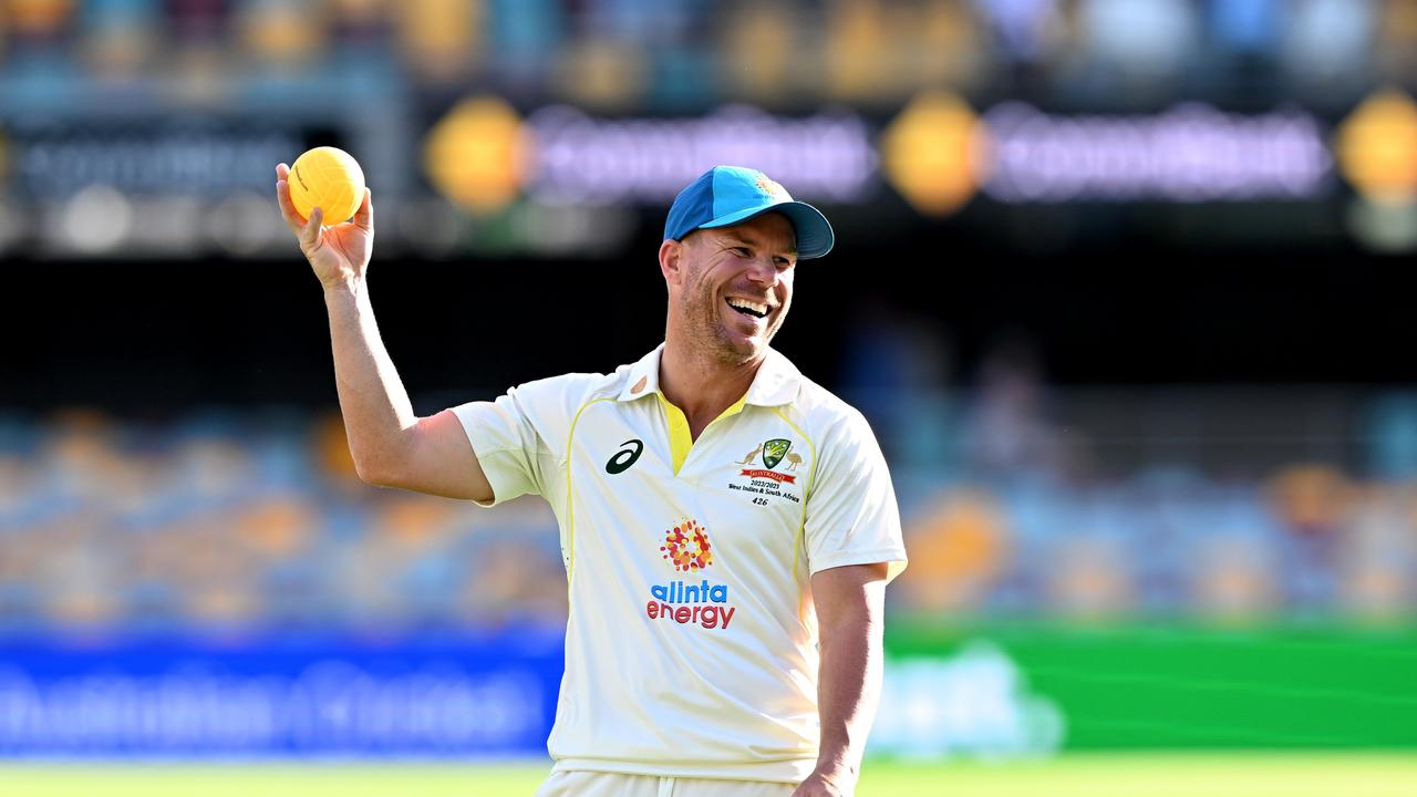 BRISBANE, AUSTRALIA – DECEMBER 18: David Warner of Australia is seen playing with his daughter after day two of the First Test match between Australia and South Africa at The Gabba on December 18, 2022 in Brisbane, Australia. (Photo by Bradley Kanaris/Getty Images)