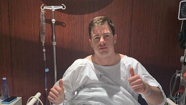 Jack Higgins after his first brain surgery in 2019. Picture: Instagram