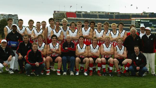 Before it all began: Robbie Ross (back row, eighth from left) in the EFL’s under-18 team vs. Diamond Valley, June 2004 at the MCG. How many can you name? Picture: Supplied.