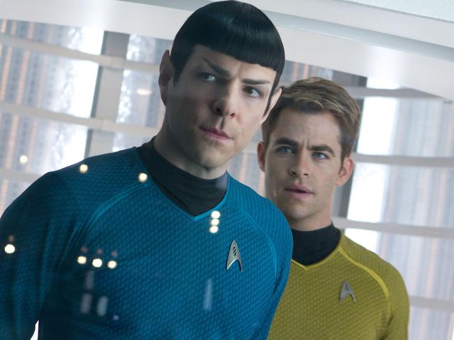 Fan moments ... Zachary Qunito as Spock and Chris Pine as Kirk in <i>Star Trek: Into Darkness </i>(2013).