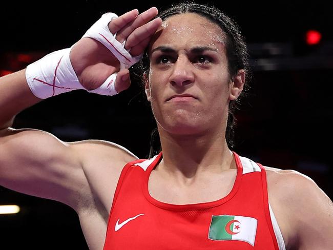 *** BESTPIX *** PARIS, FRANCE - AUGUST 03: Imane Khelif of Team Algeria celebrates victory against Anna Luca Hamori of Team Hungary after the Women's 66kg Quarter-final round match on day eight of the Olympic Games Paris 2024 at North Paris Arena on August 03, 2024 in Paris, France. (Photo by Richard Pelham/Getty Images)