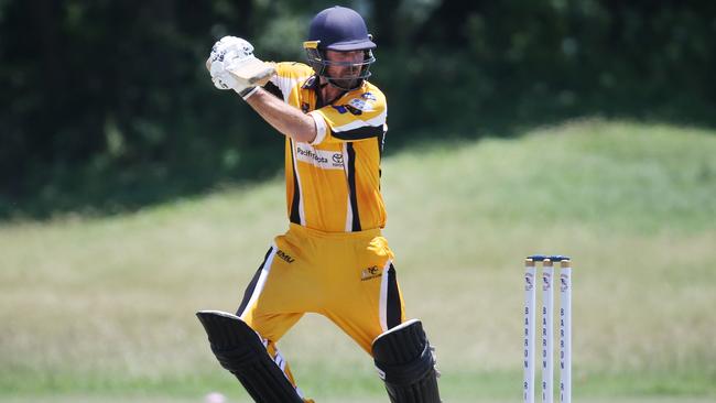 Norths batsman Cam Davis in the Cricket Far North semi final match between Barron and Norths, held at Crathern Park, Trinity Beach. Picture: Brendan Radke