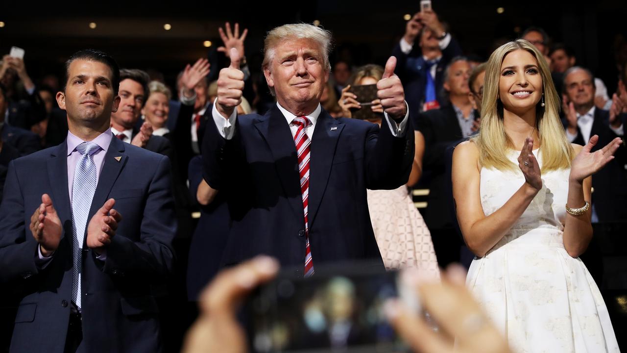 Ivanka Trump along with Donald Trump and Donald Trump Jr. (Photo by Joe Raedle/Getty Images)