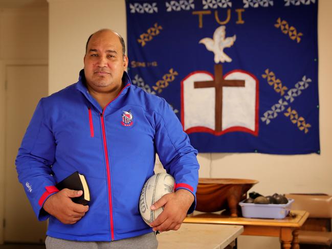 02/05/2019: Former Australian Rugby Union player Willie Ofahengaue at home in Melbourne. Stuart McEvoy/The Australian.