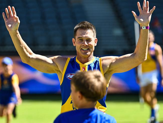 Ben Cousins in action during a West Coast parents v kids match in March. Picture: Daniel Carson/AFL Photos