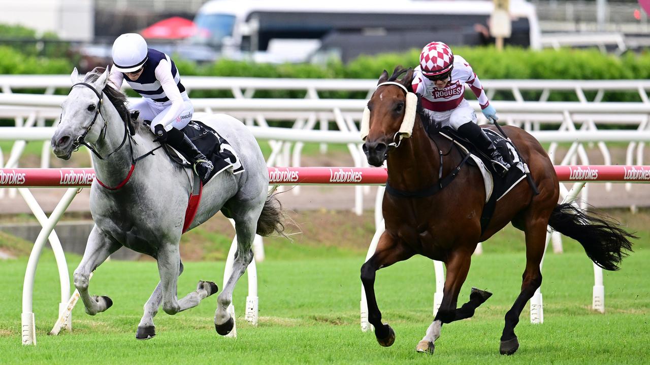 Supplied Editorial The Big Goodbye, trained by Rob Heathcote, winning at Eagle Farm  today, 25 March 2023. Credit: Grant Peters /Trackside Photography