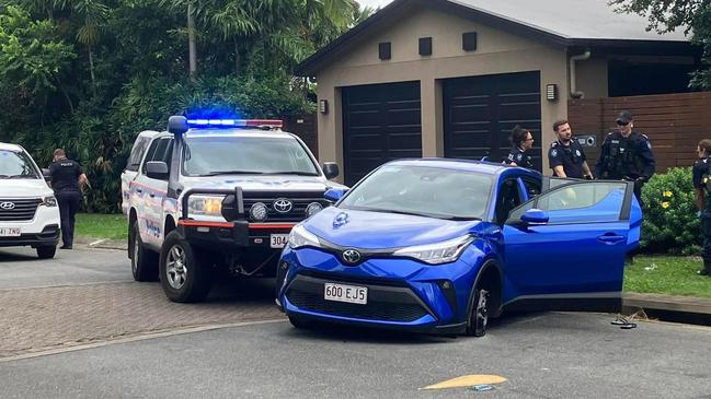 An allegedly stolen late model Toyota Corolla was stopped by police tyre spikes in Brinsmead last year. Picture: Greg Soandso