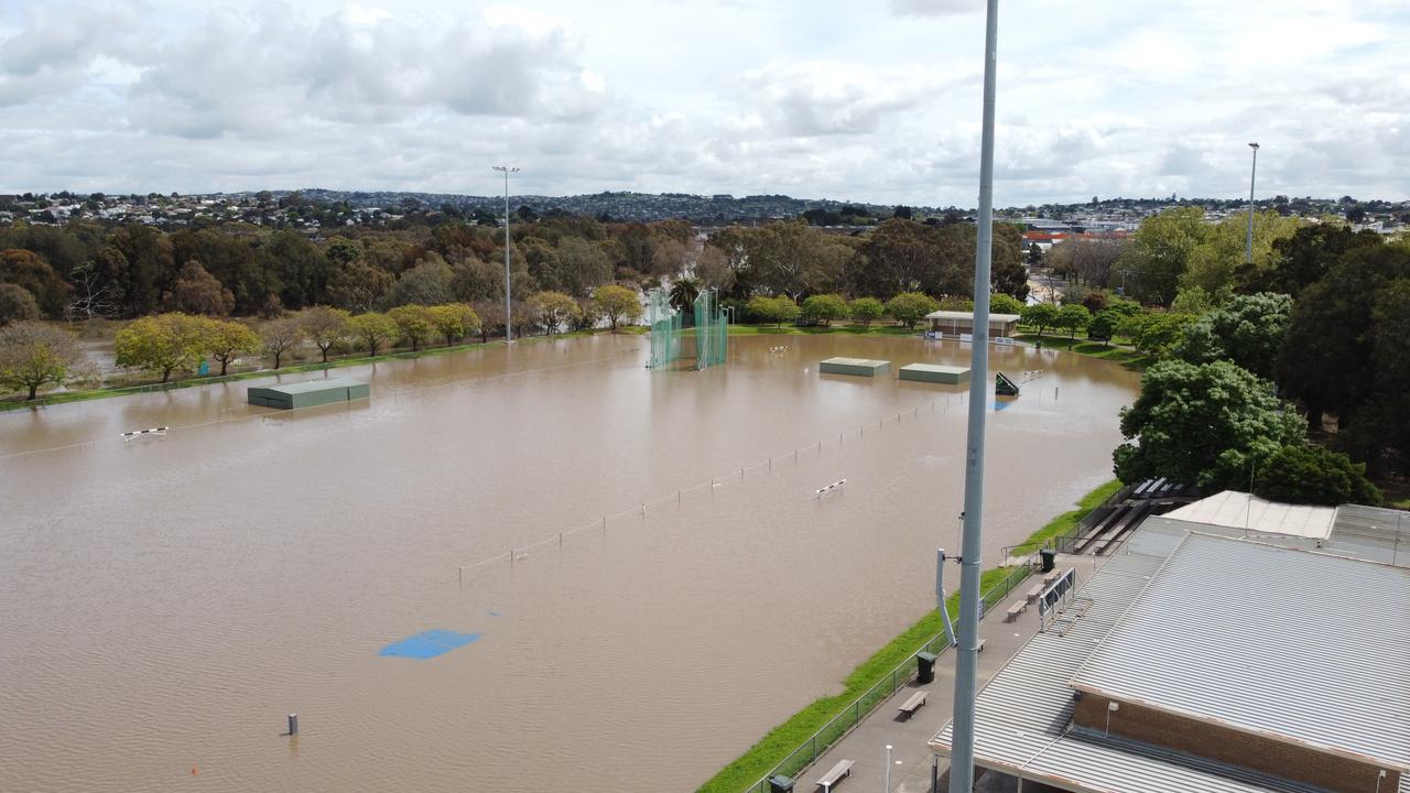 Landy Field flooded in late 2022, leaving the facilities damaged and in need of an upgrade. Picture David Smith.