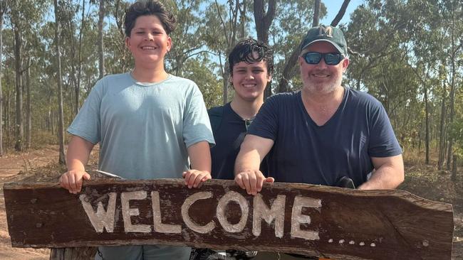 Oliver, Misha, and Isaac Hammond on a Dhipirri Lodge fishing charter.