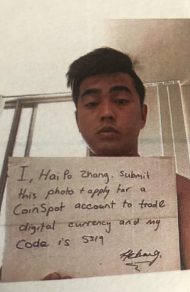 Hai Po Zhang takes a picture of himself so that he can allegedly use digital currency to buy guns on the dark web.