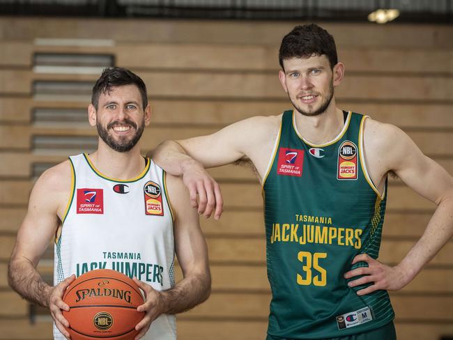 JackJumpers vice captain Jarrad Weeks and captain Clint Steindl. Picture: Chris Kidd