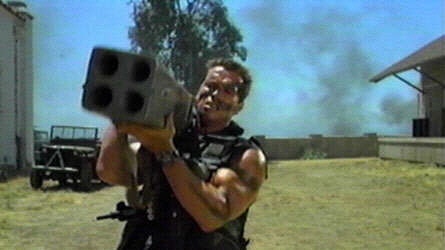 Arnold Schwarzenegger in 1985 movie Commando.