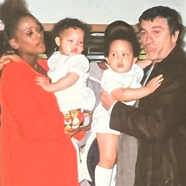 Actor Robert De Niro — with then-wife Toukie Smith and their twin sons. Airyn (born Aaron) revealed this year that she was living as a trans woman. Picture: Instagram