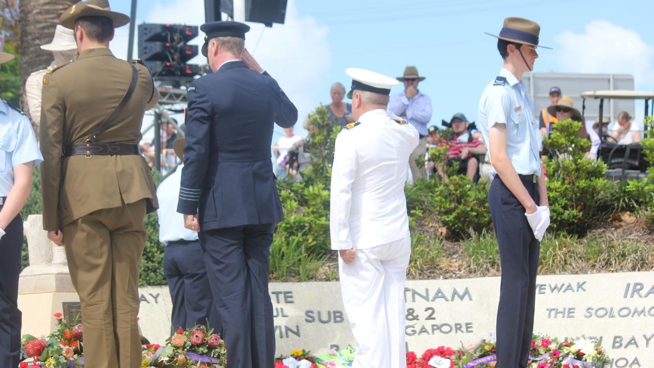 The laying of wreaths at the Cleveland War Memorial today. Picture Andrea Macleod 