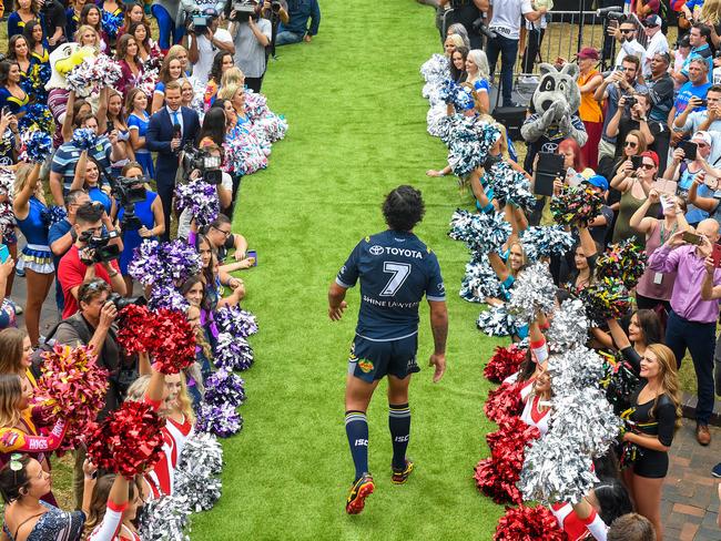 Johnathan Thurston will play his 300th NRL game this weekend. Picture: AAP Image/Brendan Esposito