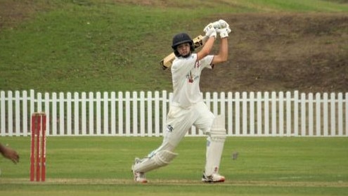 Sam Konstas in action for St George District Cricket Club in 2020. https://www.facebook.com/stgeorgecricket/posts/3697384153636632