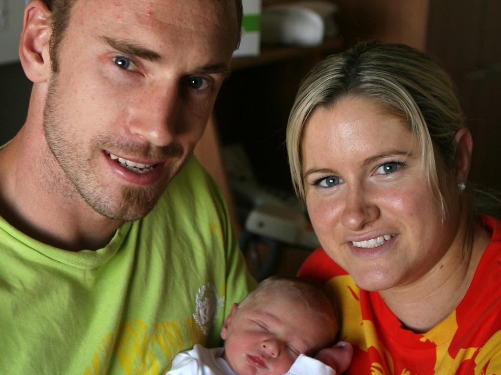 Shane Tuck and wife Katherine, in 2008, with baby son Will.