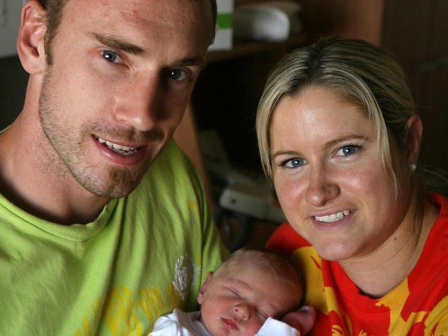 Shane Tuck and wife Katherine, in 2008, with baby son Will.