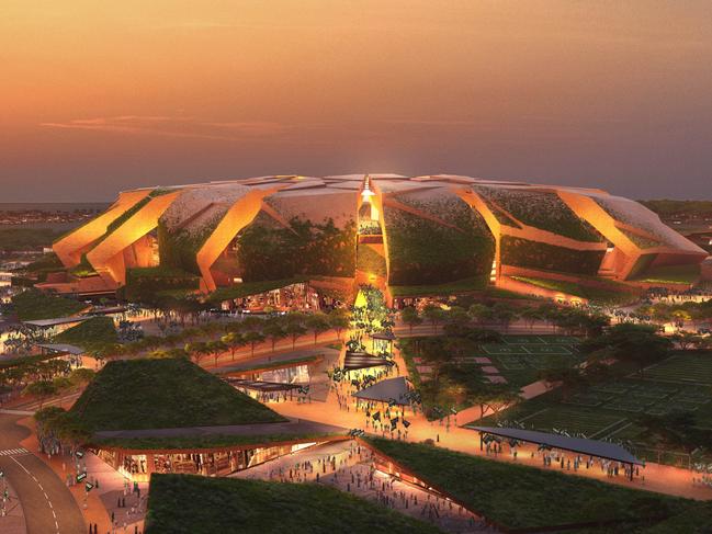 RIYADH, SAUDI ARABIA - NOVEMBER 18: This undated handout image released by Populous shows a digital rendering of the proposed King Salman Stadium in Riyadh, Saudi Arabia. With a proposed capacity of 92,000 people, the stadium Ã¢â¬â designed by Populous - is one of the proposed 2034 FIFA World Cup stadiums that may host the opening ceremony as well as the final. (Photo by Populous via Getty Images)