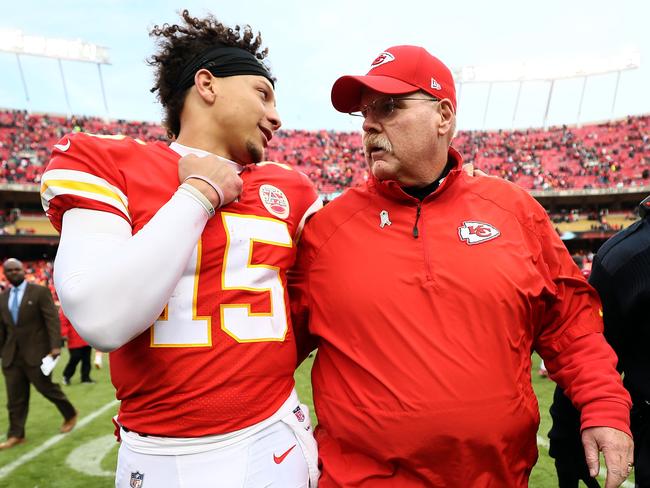 Patrick Mahomes and Andy Reid of the Kansas City Chiefs. Picture: Getty Images