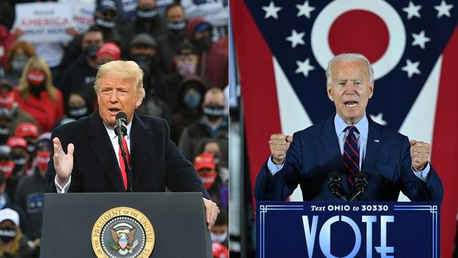 The US conundrum is seen in a presidential contest reduced to a battle between destructive narcissist Donald Trump and an age-impaired Joe Biden. Pictures: AFP