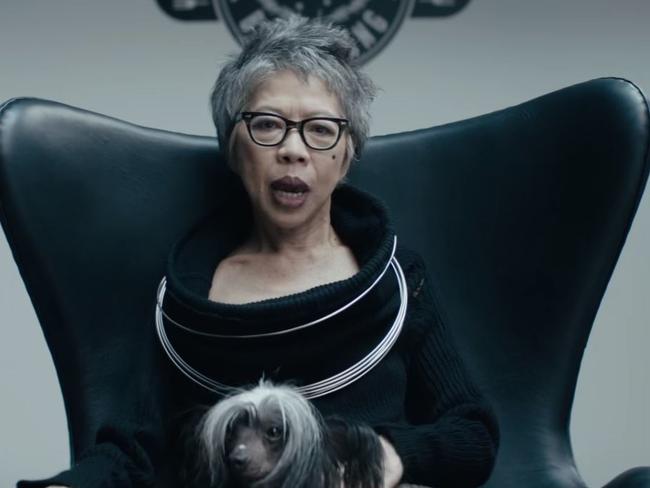 In the line of fire ... SBS newsreader Lee Lin Chin in the opening scene of the MLA ad.