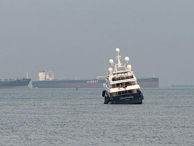 Clive Palmer’s super yacht run aground off Singapore’s sentosa beach  Supplied for a story by Amanda Hodge / The Australian