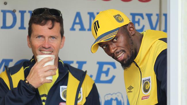 Mike Mulvey with headline signing Usain Bolt. Picture: Getty Images