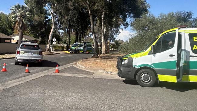 Emergency crews are at the scene of a serious crash at Paralowie where a Motorbike has hit a tree . Picture: Natalie Vikhrov