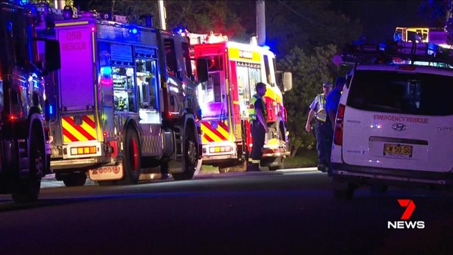 Seven fire trucks responded to the blaze on Bailey Crescent and it was extinguished before 11pm, a NSW Fire spokesman said. Picture: Seven news