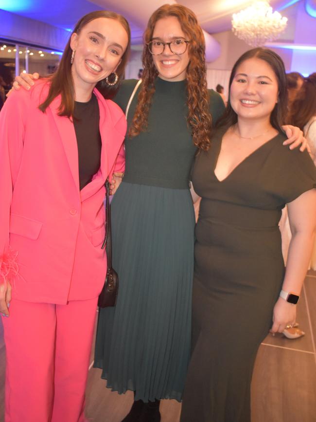 Kate Stephenson, Claudia Amouzandeh and Maiko Sharp at Queensland Academies Creative Industries formal.