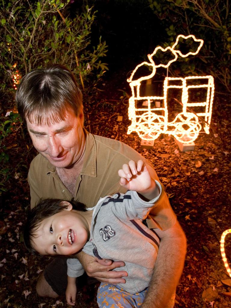 David (top) and Ken Hall at Toowoomba's Christmas Wonderland in Queens Park, Saturday, December 03, 2011. Photo Kevin Farmer / The Chronicle