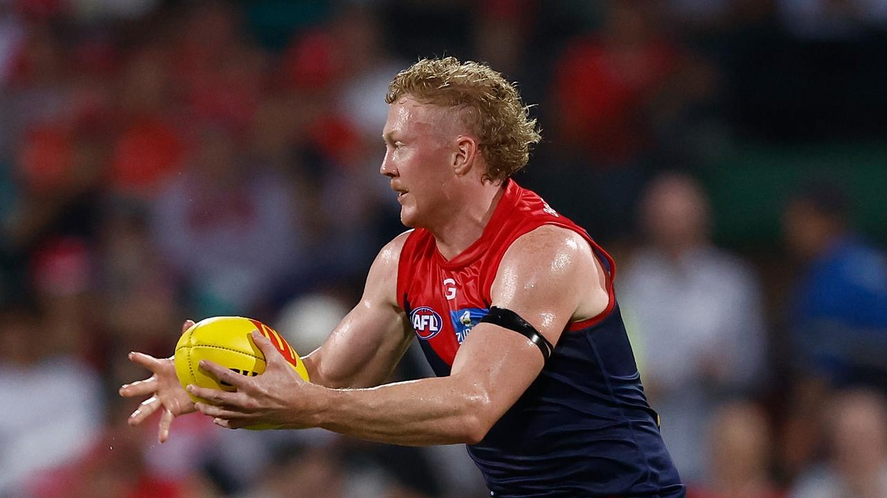 Clayton Oliver is building. (Photo by Michael Willson/AFL Photos via Getty Images)