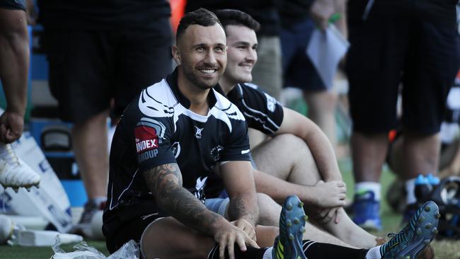 Quade Cooper pictured on the sideline during Wests v Souths rugby at Toowong, Brisbane 29th of April 2018.  (AAP Image/Josh Woning)