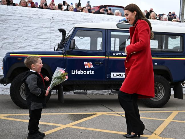 The little boy couldn’t contain his excitement. Picture: Paul Ellis - WPA Pool / Getty Images