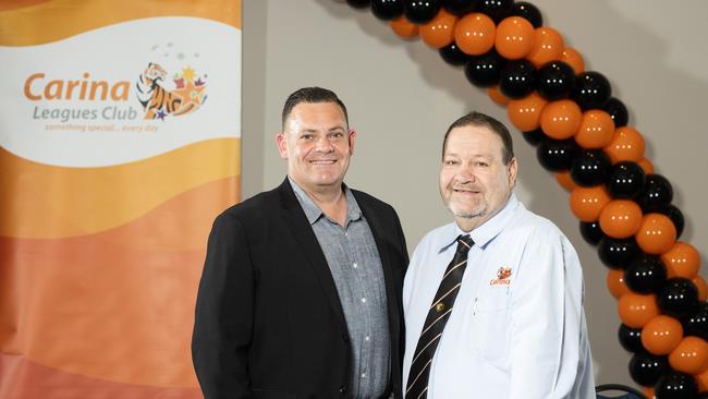 Carina Leagues Club general manager Adam Weinke and chairman Wade Core. Picture: Renae Droop/RDW Photography