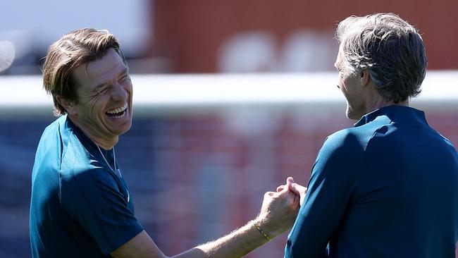 Matildas coach Tony Gustavsson at training on Friday. Picture: AFP