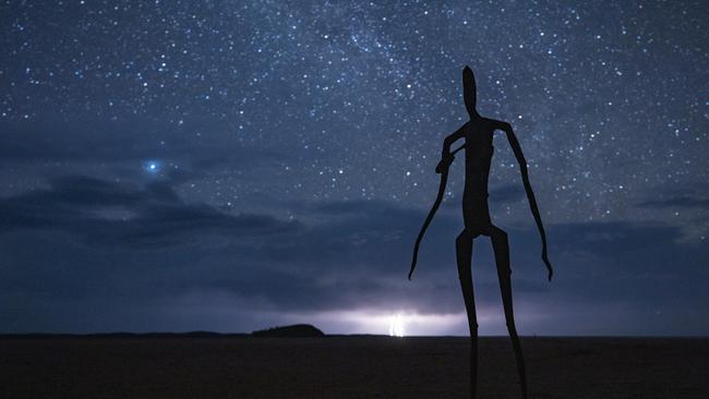 One of Antony Gormley’s sculptures at Lake Ballard, near Menzies.