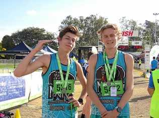 COOL EFFORTS: Ipswich and District Athletic Club achievers Alex Davies and Jude Thomas enjoy their latest Park2Park successes. Picture: Vic Pascoe