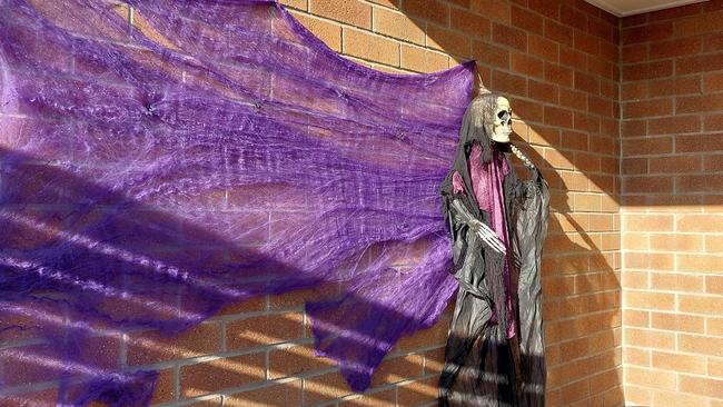 One house's incredible halloween decorations on Santa Maria Avenue, Urraween. Photo: Lea Madeleine Vincent.