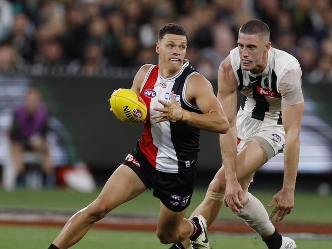 Marcus Windhager is one of the Saints Ross Lyon is leaning on all over the ground. Picture: Michael Klein