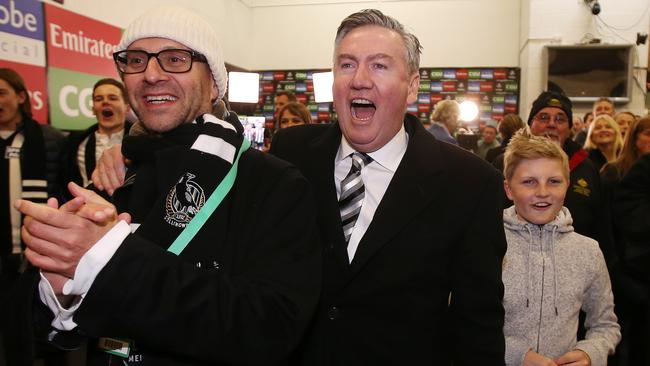 Collingwood president Eddie McGuire celebrating a win this year. Picture: Michael Klein