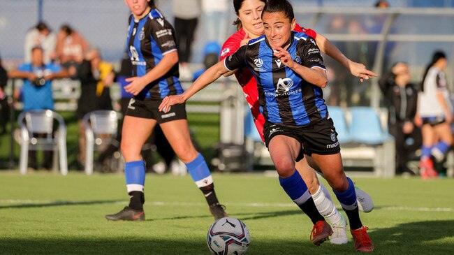 Salisbury Inter's Maria Jose Rojas Pino scored a double to lead her team to cup glory on Sunday. Picture: Supplied, Adam Butler/Football SA