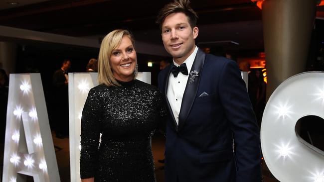 Toby Greene and his Mum Kate at the Giants Brownlow Medal function at Giants Stadium. Picture. Phil Hillyard