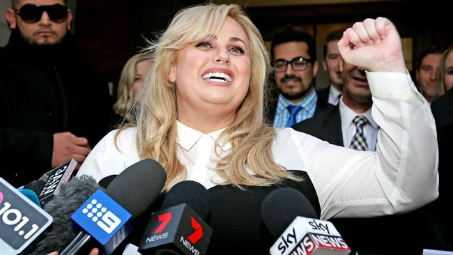 Actor Rebel Wilson on the steps of the Supreme Court, Melbourne. Picture: Tim Carrafa